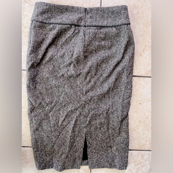 Zara Vintage Wool Grey Rustic Tweed High-Waisted Pencil Skirt Office Exec sz 4 - Picture 2 of 6